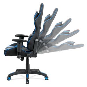 Autronic Kancelářská židle, modrá+černá ekokůže, houpací mech., plastový kříž