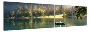 Obraz loďky na jezeře (160x40cm)
