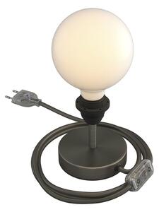 Kovová stolní lampa retro Alzaluce Metal - s úchytem pro stínidlo Délka: 15 cm, Barva: matná černá