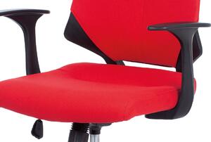 Kancelářská židle, červená látka, černé PP područky KA-R204 RED