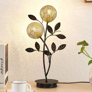 Stolní lampa Lucande Evory, 48 cm, 2 světla, černá/zlatá, G9
