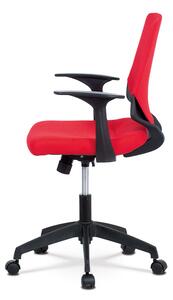 Kancelářská židle, červená látka, černé PP područky KA-R204 RED