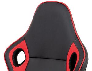 Kancelářská židle, černá-červená látka + MESH, houpací mech, plast kříž KA-E807 RED
