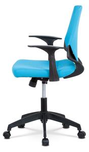 Autronic Juniorská kancelářská židle, potah modrá látka, černý plast, houpací mechanismus