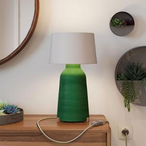 Keramická stolní lampa Bottiglia se stínidlem Athena Barva: strukturovaná zelená - bílá, Žárovka: bez žárovky