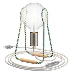 Designová stolní lampa E27 Taché Metal Barva: pixelovaný zelený oplet s bílým kabelem, Žárovka: bez žárovky