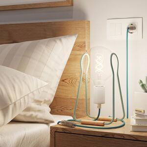 Designová stolní lampa E27 Taché Metal Barva: pixelovaný zelený oplet s bílým kabelem, Žárovka: bez žárovky