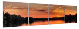 Západ slunce na jezeře, obraz (160x40cm)