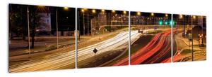 Noční čtyřproudová silnice, obraz (160x40cm)