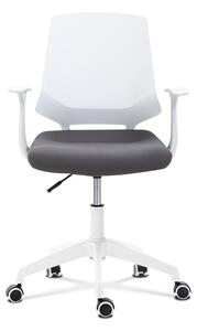 Dětská kancelářská židle KA-R202 GREY látka šedá a bílý plast, VÝPRODEJ
