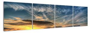 Západ slunce na poli - moderní obraz (160x40cm)