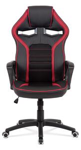 Kancelářská židle, černá ekokůže + červená látka MESH, černý plastový kříž, houpací mechanismus KA-G406 RED