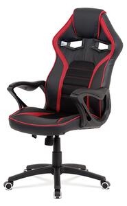 Kancelářská židle, černá ekokůže + červená látka MESH, černý plastový kříž, houpací mechanismus KA-G406 RED