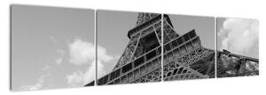 Černobílý obraz Eiffelovy věže (160x40cm)