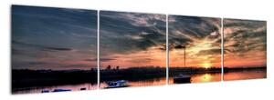 Západ slunce v přístavu - obraz na stěnu (160x40cm)