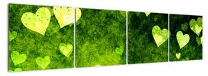 Zelená srdíčka - obraz do bytu (160x40cm)