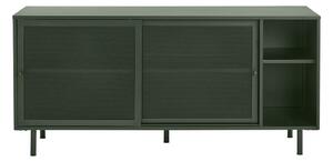 Tmavě zelená kovová nízká komoda s posuvnými dveřmi 160x75 cm Veep – Unique Furniture