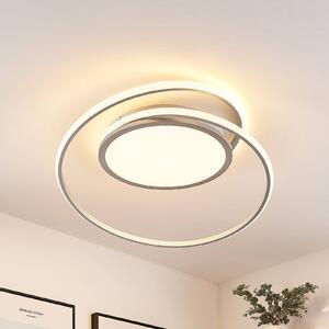 Lucande Stropní svítidlo LED Noud, 65 cm, stříbrná, kov,, stmívatelný, Hliník / šedá / zinek, Ložnice, kov, Moderní