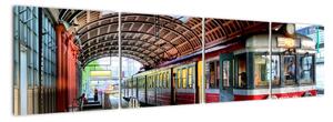 Obraz vlakového nádraží (160x40cm)