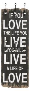 Nástěnný věšák na kabáty LOVE LIFE s 6 háčky 120 x 40 cm