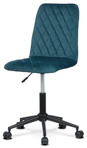 Dětská otočná židle KA-T901 BLUE4 látka modrý samet, černý kovový kříž