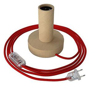 Dřevěná stolní lampa E27 Posaluce Wood M Barva: RC35 kabel bavlněný ohnivě červený