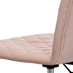 Dětská otočná židle KA-T901 PINK4 látka růžový samet, černý kovový kříž