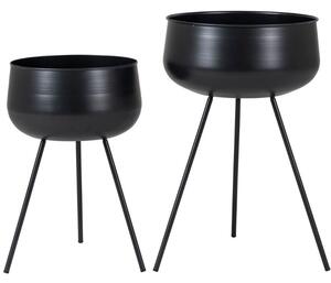 Nordic Living Set dvou černých kovových květináčů Adora 28/34 cm