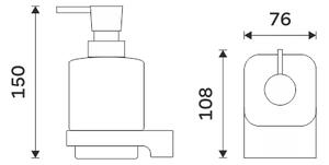 Nástěnný dávkovač tekutého mýdla hranatý, matné sklo a černý kov, pumpa mosaz NIMCO MAYA černá MAC 29031C-T-90
