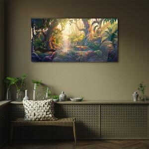 Obraz na skle Obraz na skle Fantasy Forest River květiny