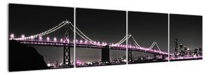 Noční osvětlený most - obraz (160x40cm)