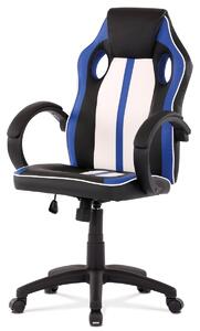 Herní židle, modrá, bílá a černá ekokůže KA-Z505 BLUE