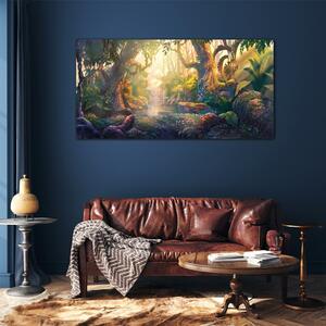 Obraz na skle Obraz na skle Fantasy Forest River květiny