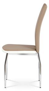 Jídelní židle koženka cappuccino + bílá / chrom