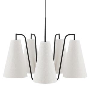 Závěsná svítidlo Globen Lighting, Lou Bouclé 5, stmívatelné, Bílá, Obývací pokoj, Tkanina / Textil, Skandinávský