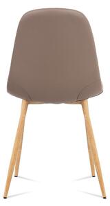 Jídelní židle, cappuccino látka-ekokůže, kov dub