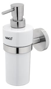 Keramický dávkovač tekutého mýdla nástěnný, bílá a nerez NIMCO Unix nerez UNM 13031KN-T-10