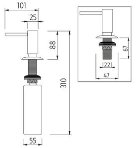 Vestavěný dávkovač, pr. pumpy 25 mm UN 2031V-26 - Nimco