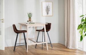 Hnědá koženková barová židle ROWICO AUBURN 65 cm