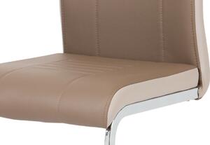 Jídelní židle koženka světle hnědá s cappucino boky DCL-406 COF