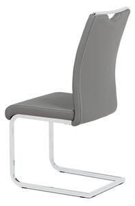 Jídelní židle šedá koženka chrom DCL-411 GREY
