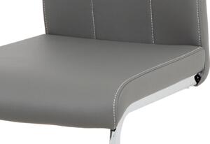 Jídelní židle šedá koženka chrom DCL-411 GREY