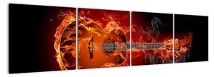 Obraz hořící kytara (160x40cm)