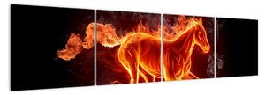 Obraz hořící kůň (160x40cm)