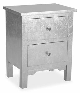 Versa Stříbřitý dřevěný noční stolek s rozměry 34,5 x 60 x 48 cm