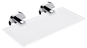 Polička do koupelny na mobil a drobnosti skleněná, sklo bílé extra čiré matné, úchyty chrom, 20 cm NIMCO UNIX UN 13091B-20-26