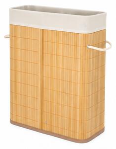 Koš na prádlo, 40 l, bambus/látka, 50x40x20 cm, přírodní/krémová, Dekorino KP20260001