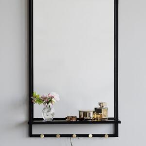 Černé kovové nástěnné zrcadlo ROWICO MALONE 80 x 50 cm