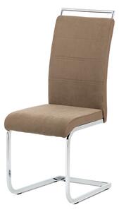 Jídelní židle pohupovací chrom a kombinace lanýžová látka s hnědou ekokůží DCL-966 LAN2