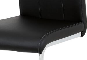 Moderní jídelní židle z černé koženky na pochromované konstrukci DCL-411 BK